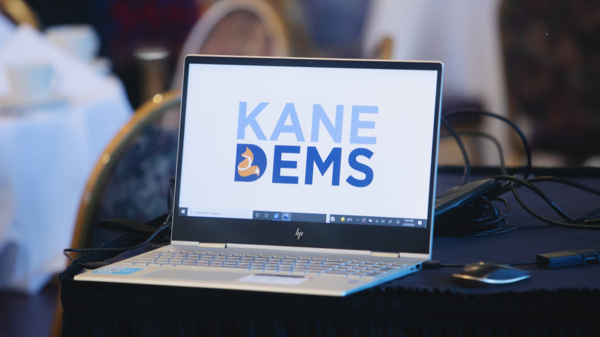 kane county democrats logo on laptop