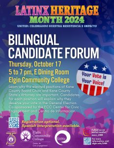 Candidate forum at Elgin Community College @ Elgin Community College - Main Campus , Bldg. E, Rm. 121, Dining Room